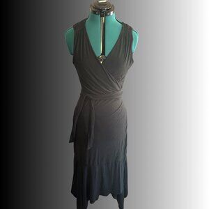 Classic Black Wrap Dress with Asymmetrical Hem